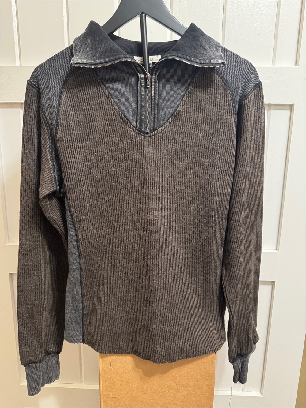 Oli & Hali Ribbed Half-Zip Pullover - Charcoal